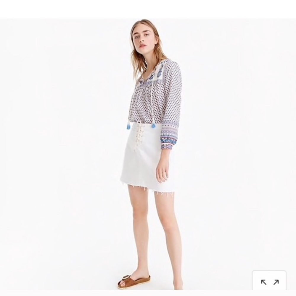 🚫SOLD 🚫J Crew White Lace Up Denim Mini 24